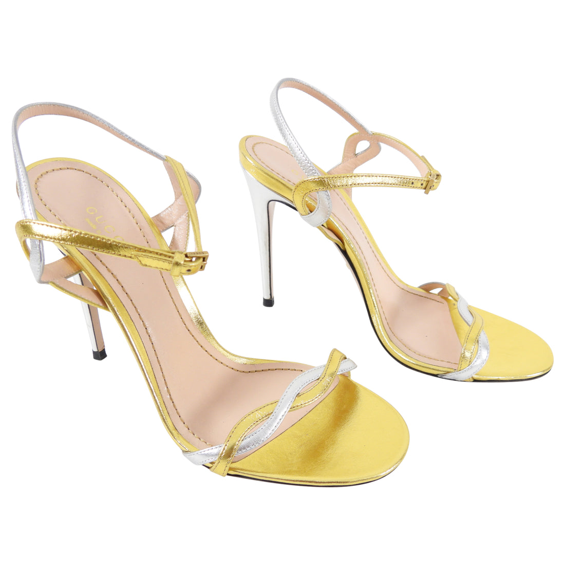 Gucci Gold and silver Strappy High Heel Sandals  /  – I MISS YOU  VINTAGE