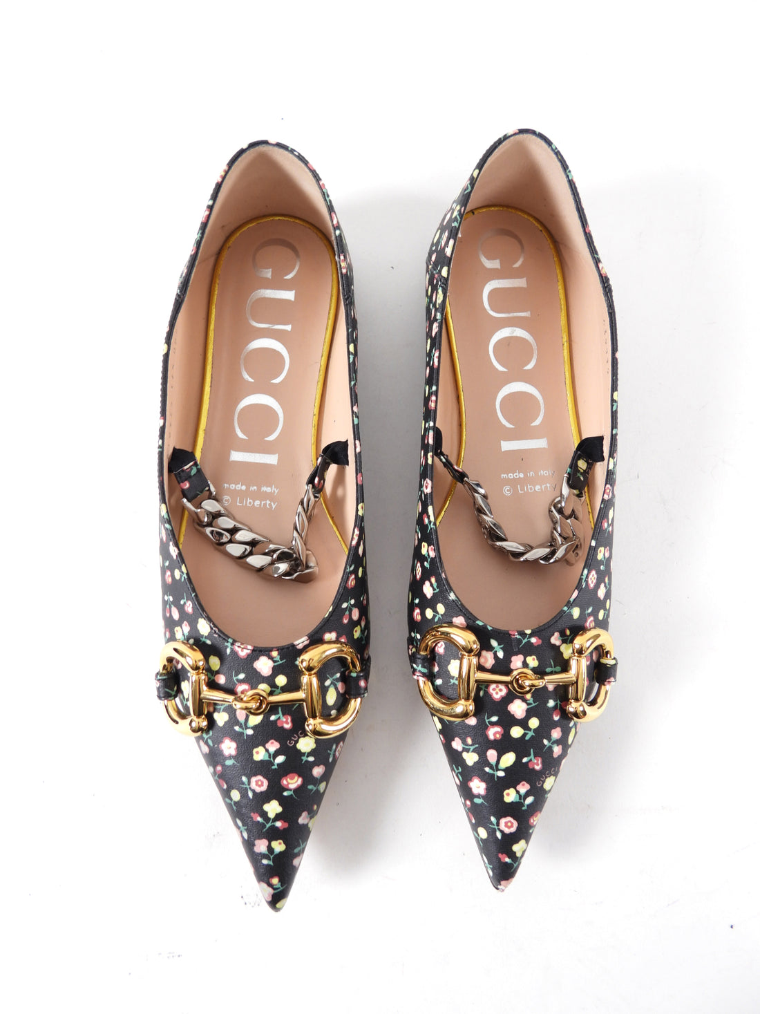 Gucci x Liberty London Limited Edition Floral Pointed Chain Flats - US – I  MISS YOU VINTAGE