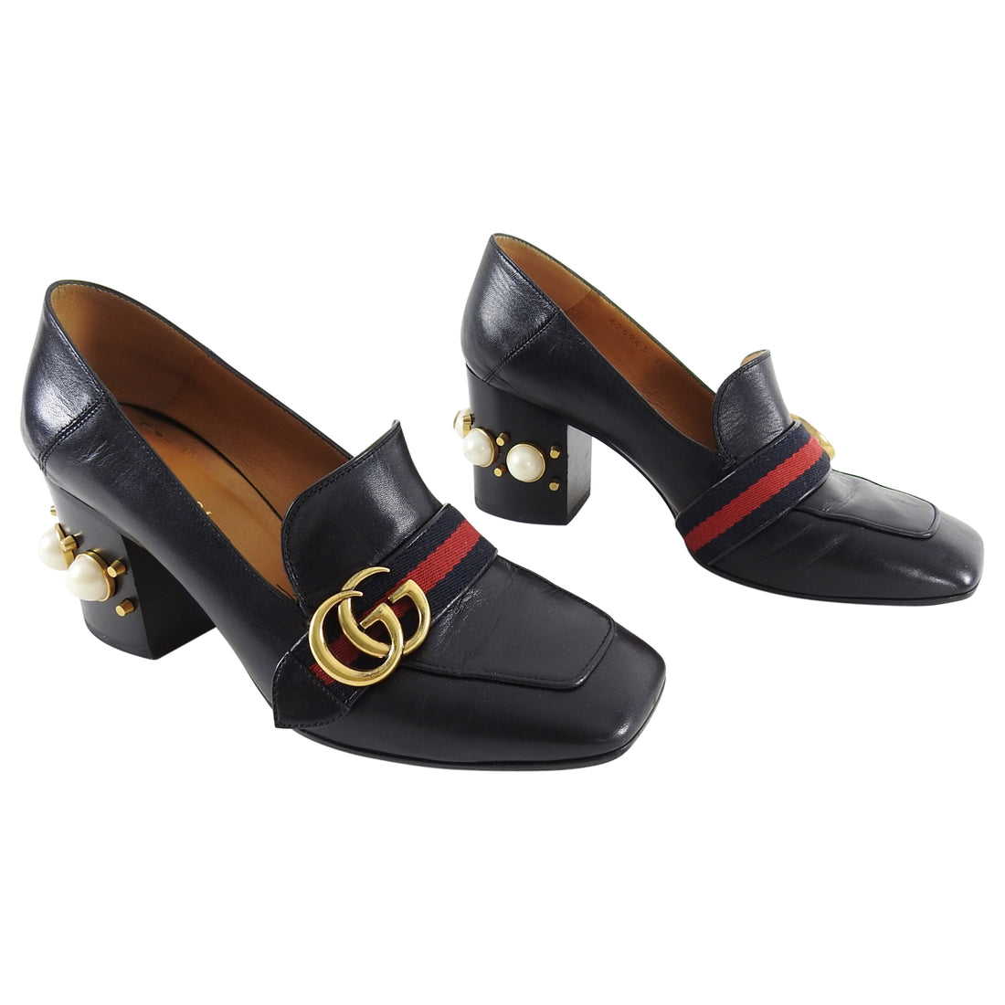 Gucci Marmont Peyton Heel Loafers with Embellished Pearls - 9.5 – I ...