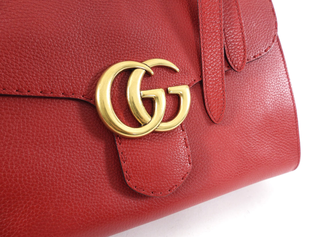 Gucci Red Leather Marmont Top Handle Two-Way Bag – I MISS YOU VINTAGE