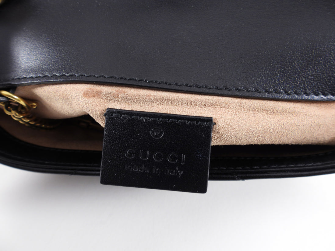 Gucci Black Leather Marmont Matelasse Super Mini Bag