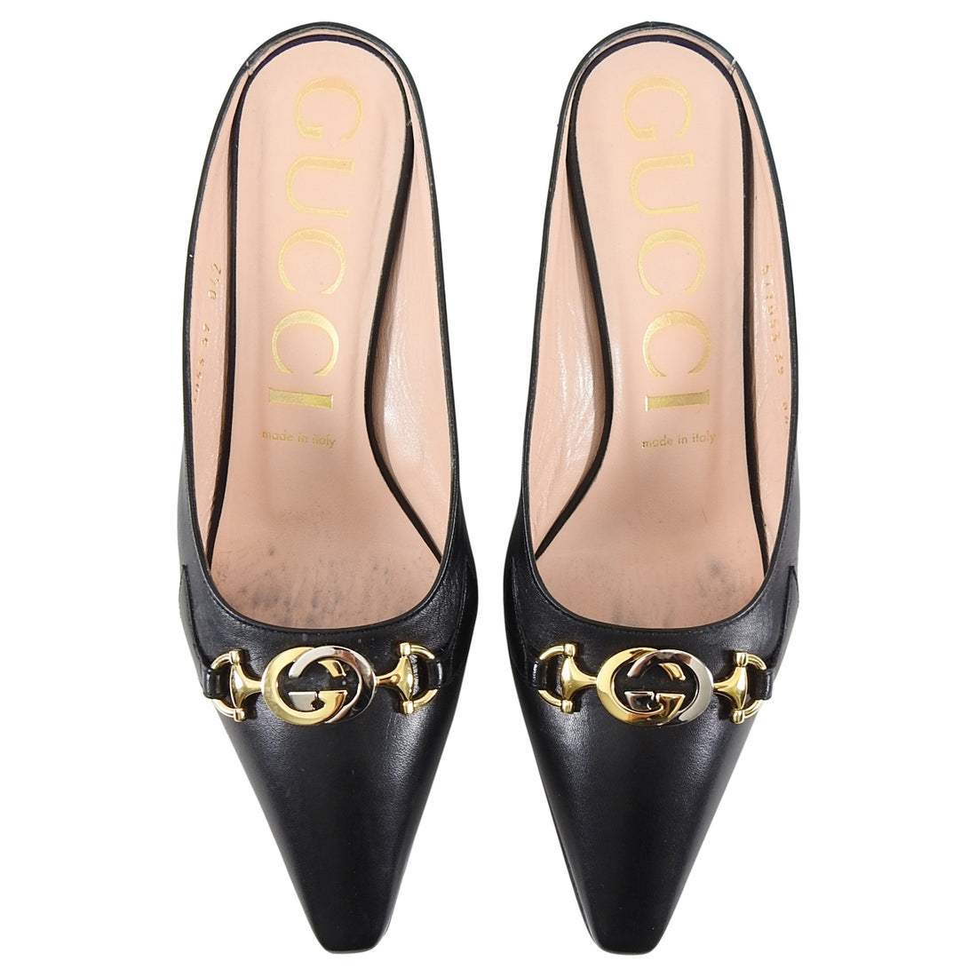 Gucci Zumi Leather Slide 2020 Kitten Heel GG Logo Mules - 39 / 9 – I ...