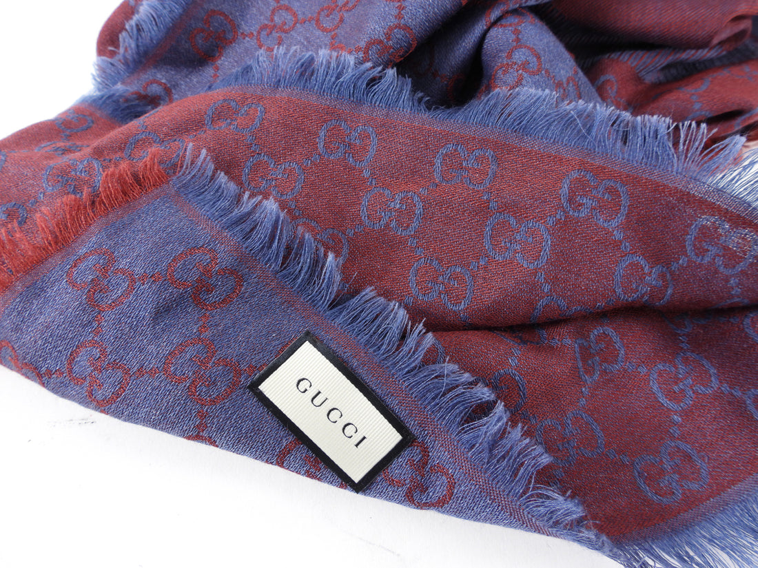 Gucci Monogram Burgundy / Blue Shawl Wrap Scarf – I MISS YOU VINTAGE