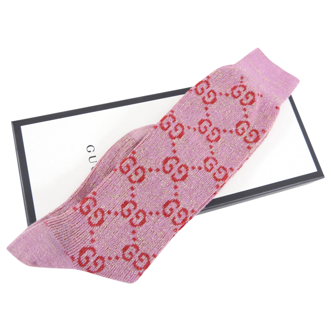 Gucci Pink and Red Long GG Logo Sparkle Socks – I MISS YOU VINTAGE