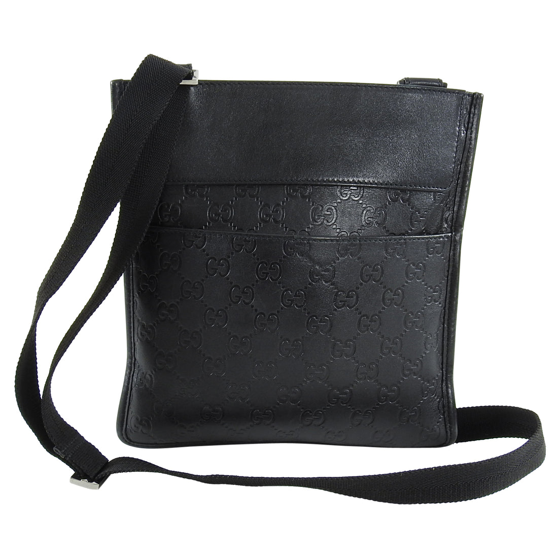 Gucci Guccissima Black GG Leather Monogram Crossbody Bag – I MISS YOU