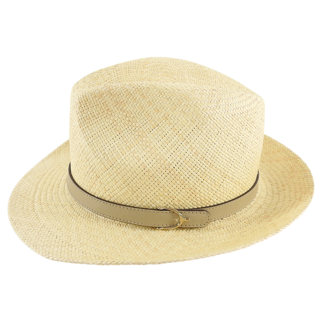 Gucci Straw Fedora Hat with Taupe Leather Band - S – I MISS YOU VINTAGE