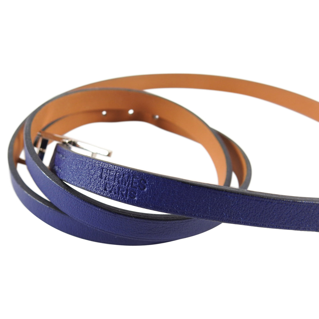 Hermes Behapi Dark Navy Blue Quad Tour Leather Bracelet – I MISS YOU