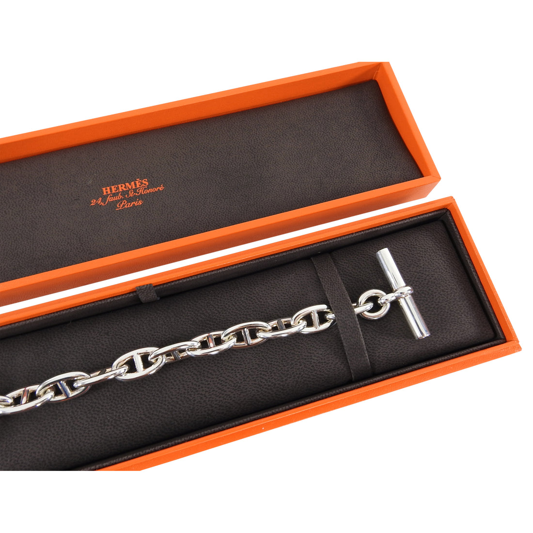 Hermes Chaine D'Ancre Sterling Silver Bracelet Large Model – I MISS YOU