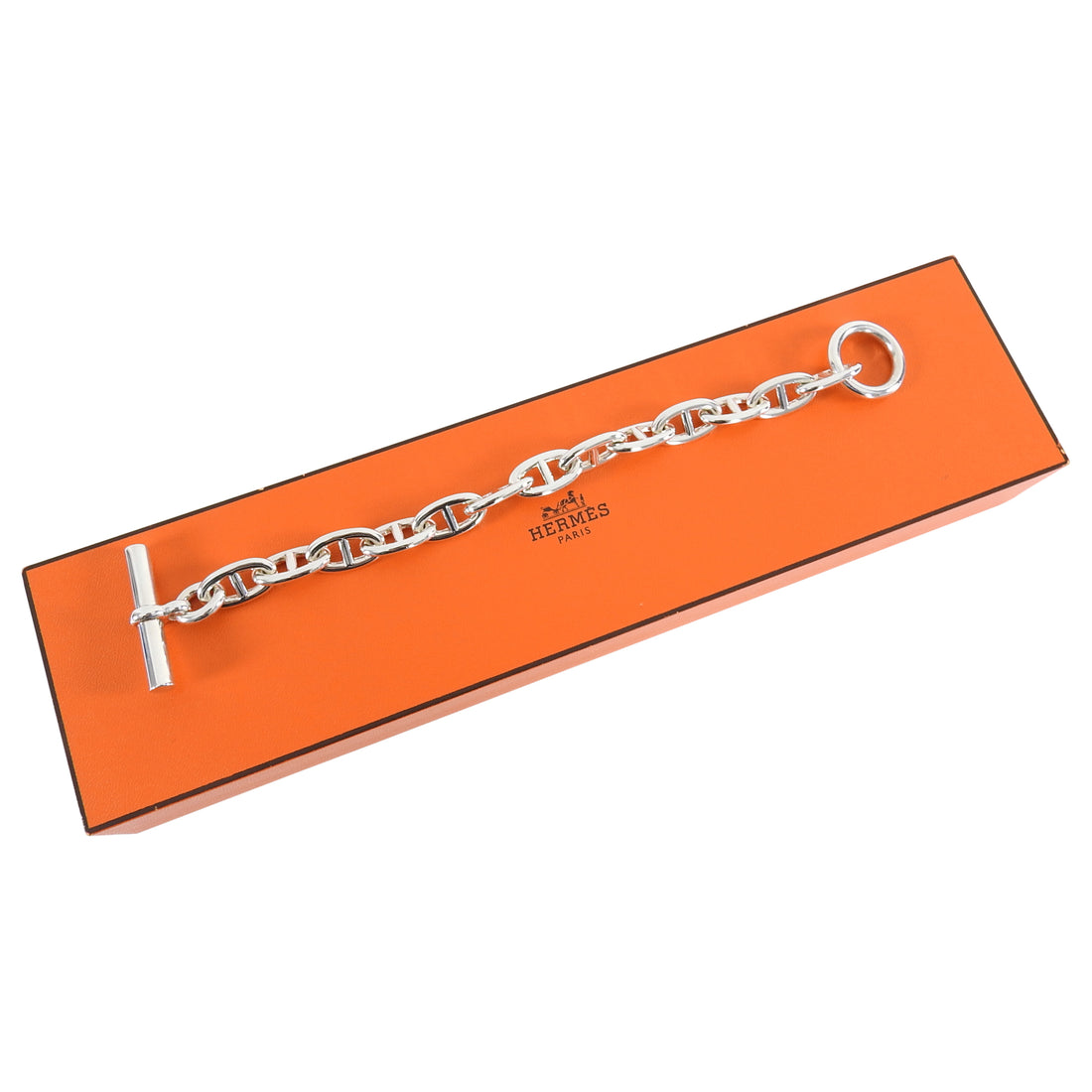 Hermes Chaine D'Ancre Sterling Silver Bracelet Large Model – I MISS YOU