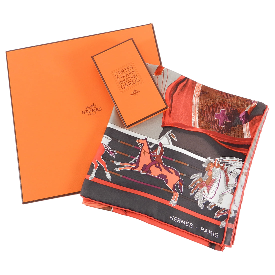 Hermes Carre en Carres 90cm Silk Twill Scarf and Knotting Cards – I ...