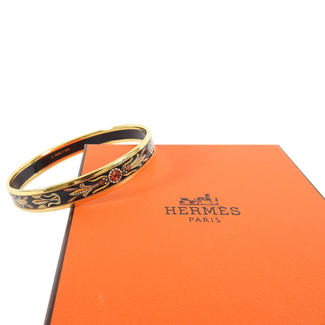 Hermes Thin Enamel Bangle Bracelet - gold / black – I MISS YOU VINTAGE