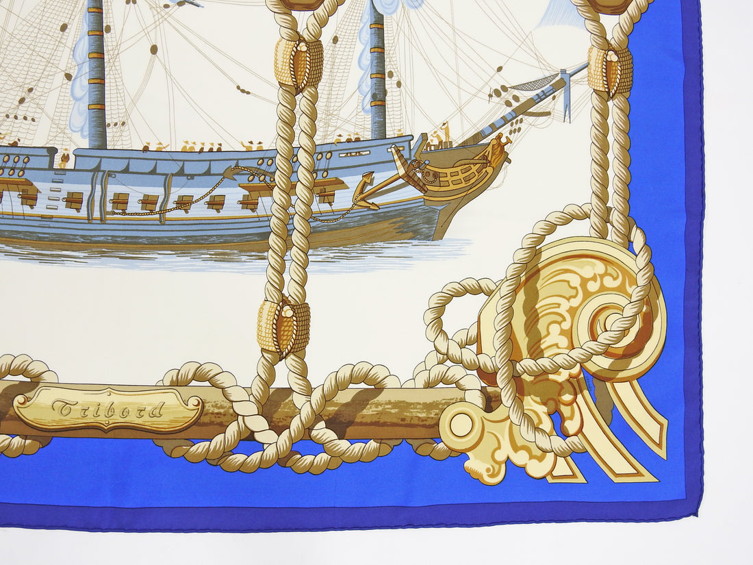 Hermes Tribord Blue Sailboat 90cm Silk Scarf – I MISS YOU VINTAGE