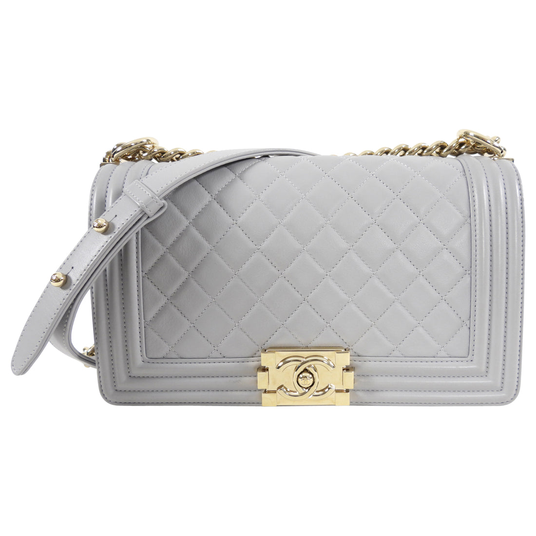 Chanel Boy Grey Caviar  Designer WishBags