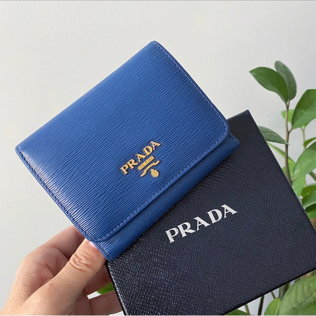 Prada Blue Trifold Leather Wallet – I MISS YOU VINTAGE