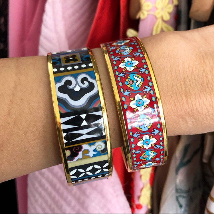 hermes printed enamel bracelet