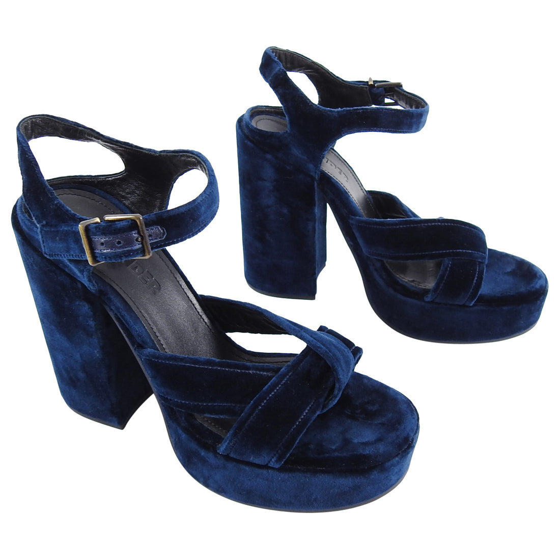 bereiden Niet ingewikkeld breedtegraad Jil Sander Navy Velvet Chunky Platform Sandals - 38 – I MISS YOU VINTAGE