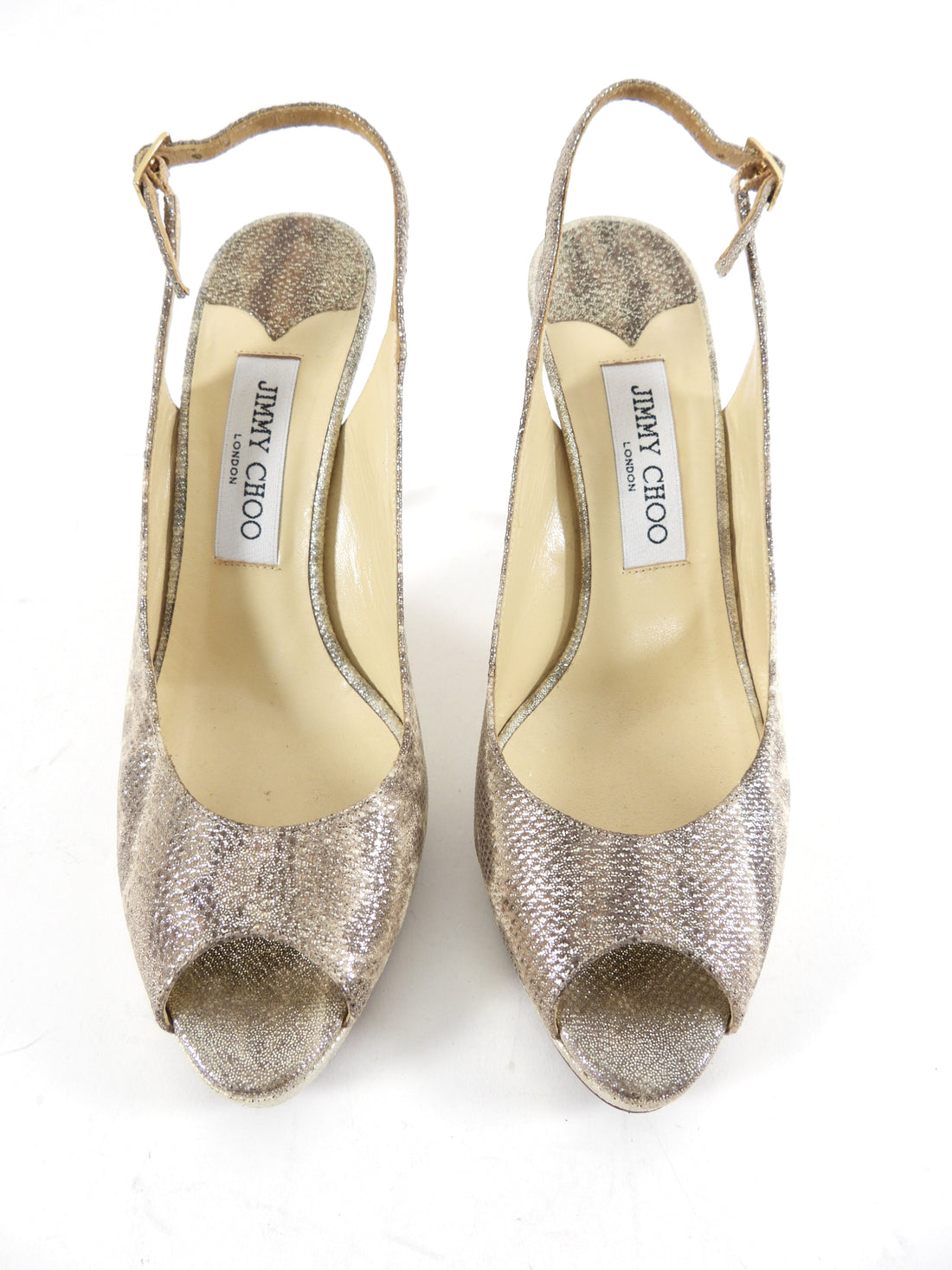 Jimmy Choo Metallic Reptile Print Peep Toe Slingbacks - 8 – I MISS YOU ...