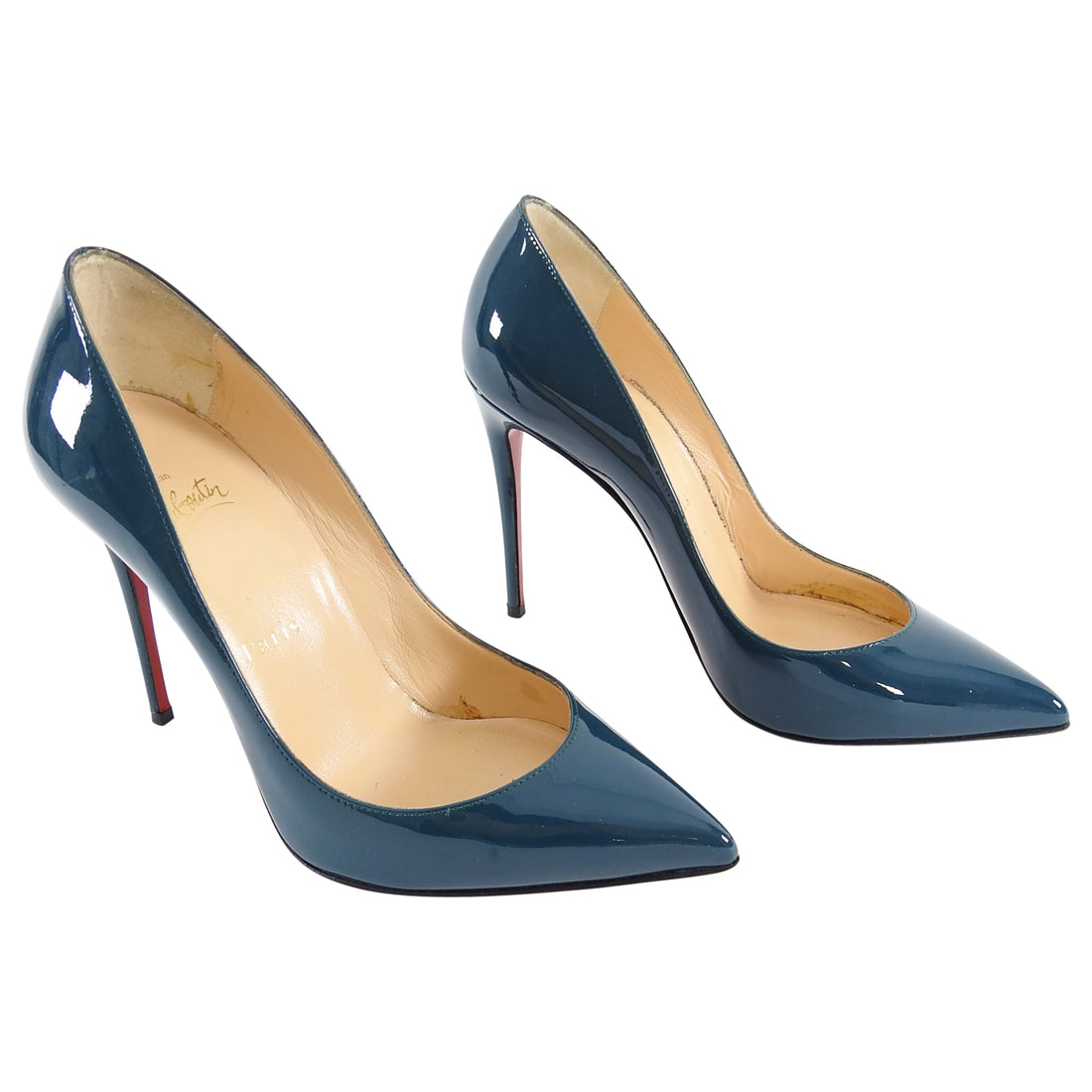 Christian Louboutin Pigalle Follies 100 Teal Patent Pumps - 36 – I MISS ...