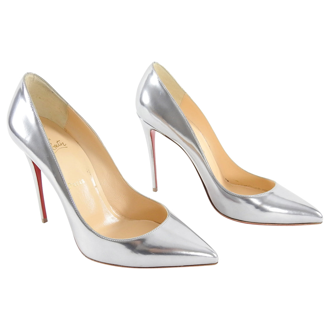 christian louboutin heels silver