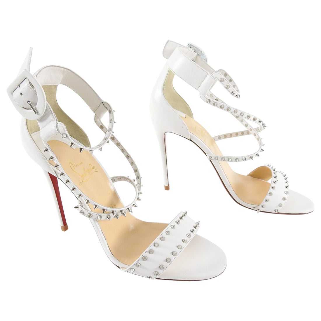 louboutin white spiked heels