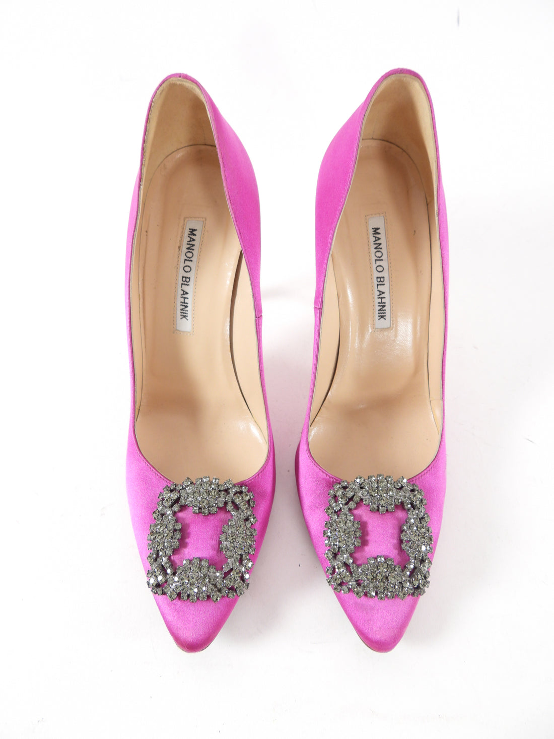 Manolo Blahnik Fuchsia Pink Satin Hangisi Pumps - 39