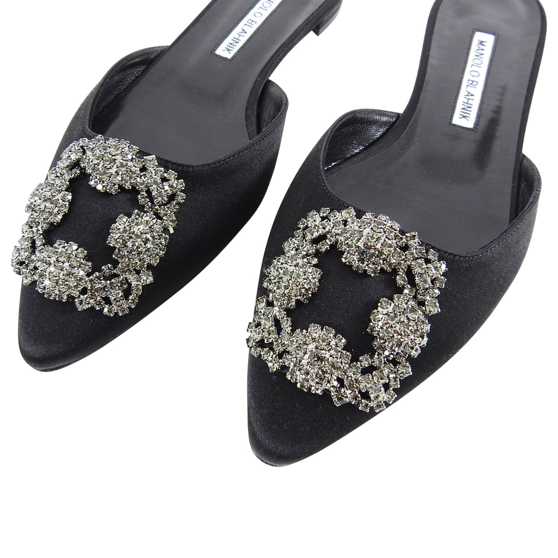 Manolo Blahnik Hangisi Black Satin Jewel Mule Flat - 36.5 / 6 – I MISS ...