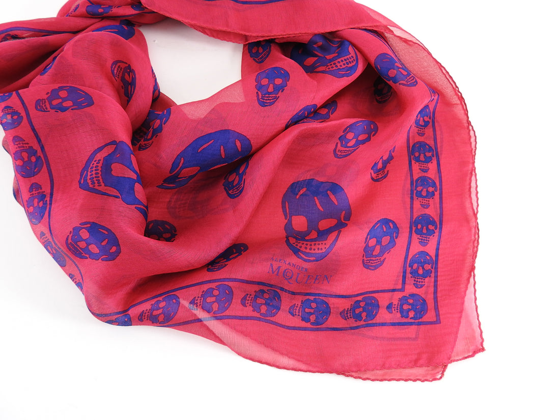 Alexander McQueen Pink and Purple Sheer Silk Skull Scarf – I MISS YOU ...