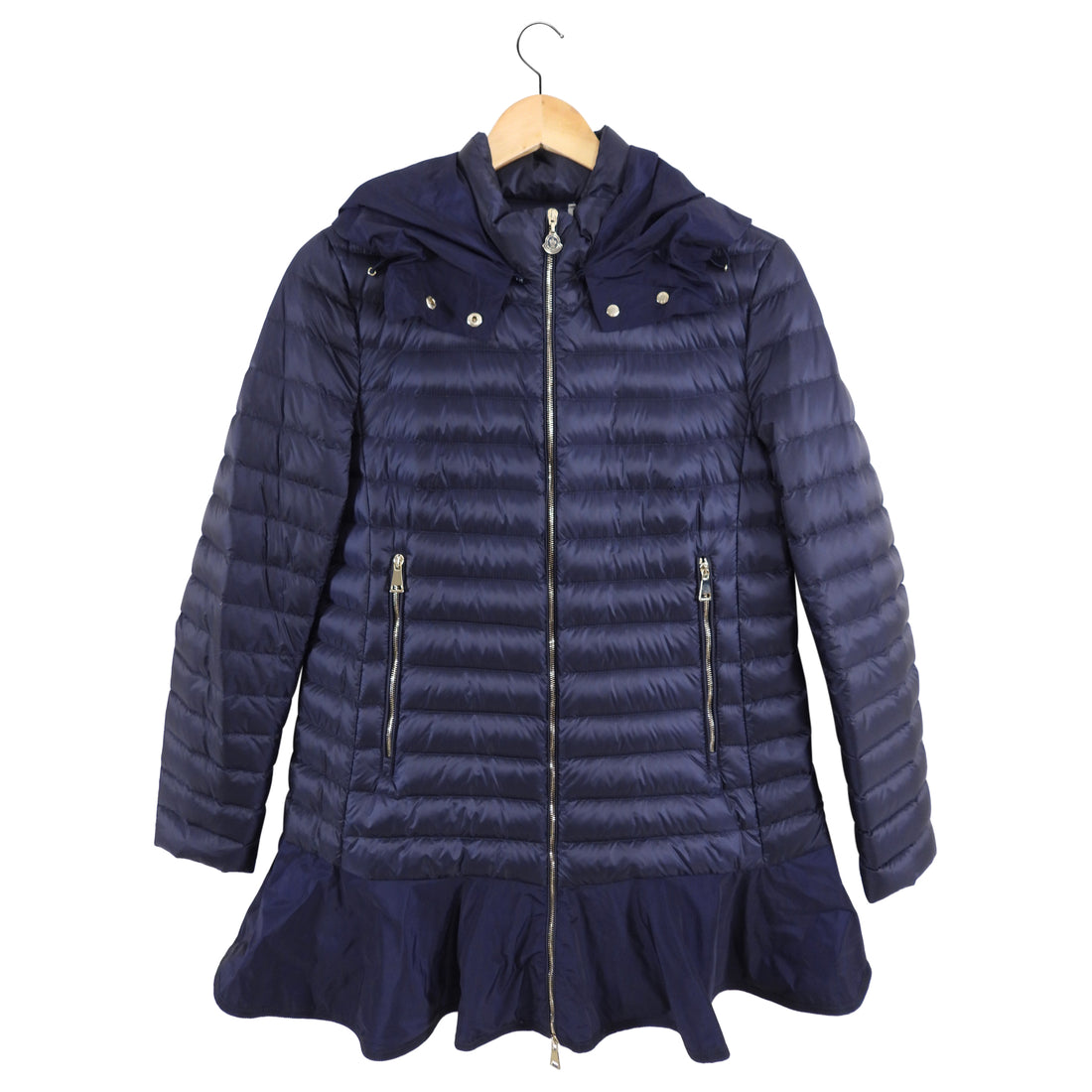 Moncler Navy Light Down Daurade Ruffle Hood Coat - 4/6 – I MISS YOU VINTAGE