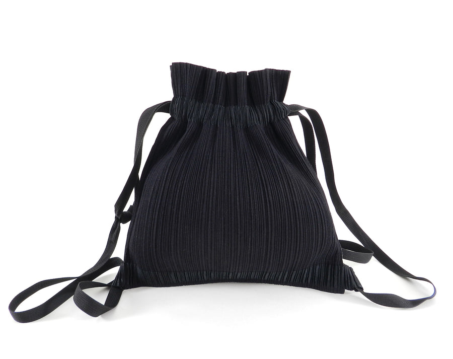 Issey Miyake Pleats Please Black Drawstring Pleated Backpack Bag – I ...