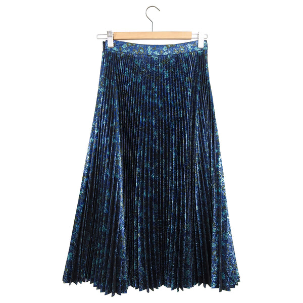 Prada Blue Metallic Lame Pleated Midi Skirt - 38 / 2 – I MISS YOU VINTAGE