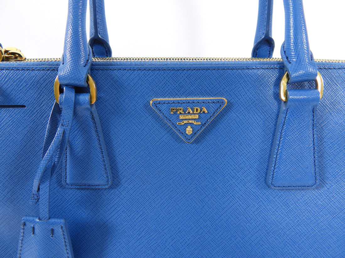 Prada Blue Saffiano Lux Double Galleria Tote Bag – I MISS YOU VINTAGE