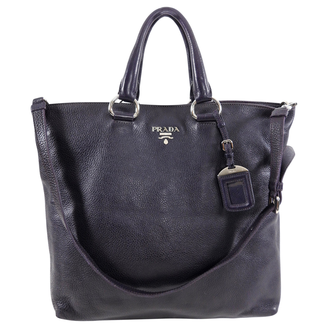 Prada Dark Purple Daino Leather Two-Way Tote Bag – I MISS YOU VINTAGE