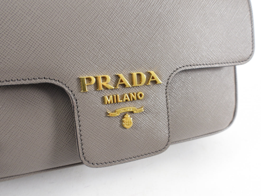 Prada Taupe Saffiano Crossbody Flap Bag – I MISS YOU VINTAGE