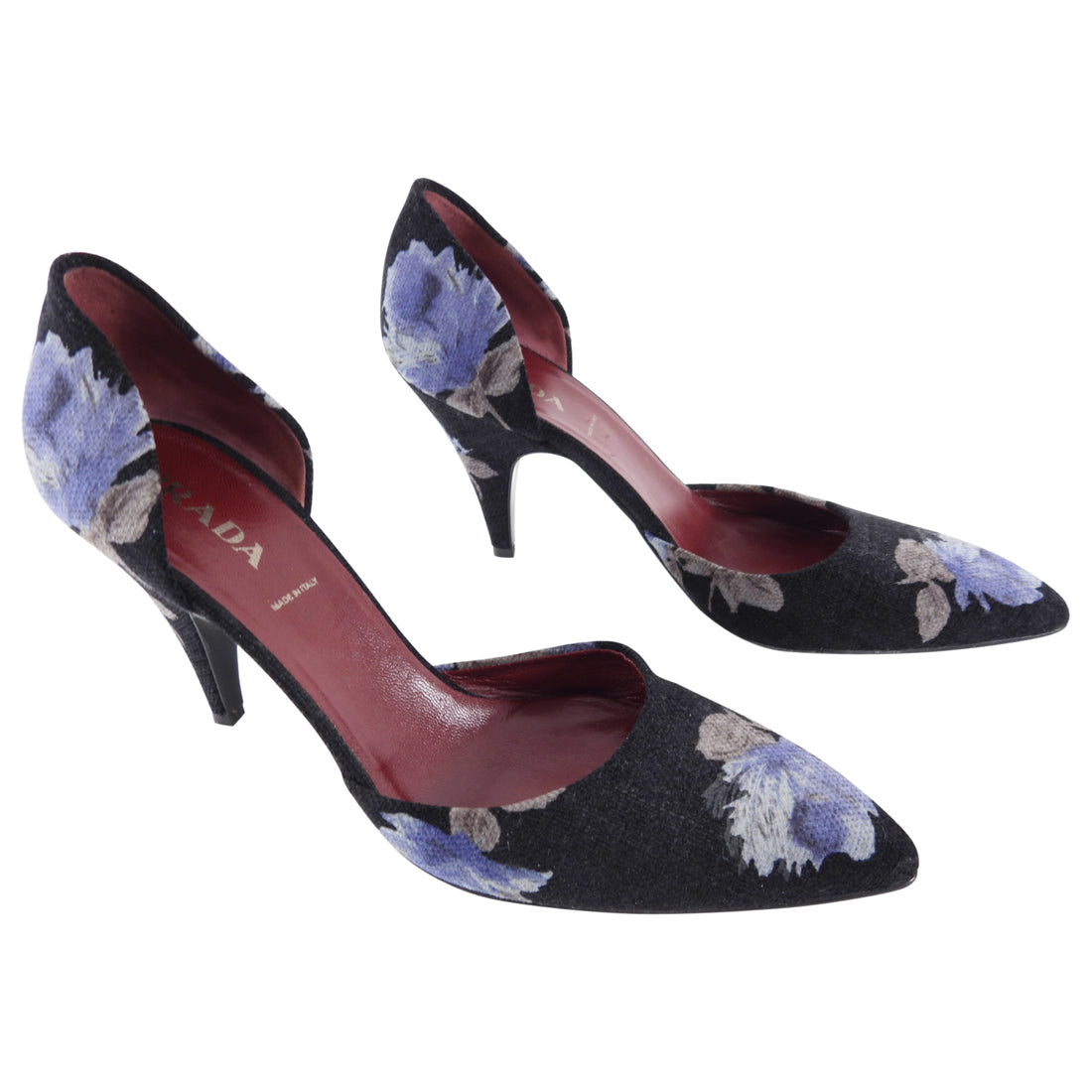 Prada Blue Floral Fabric D'Orsay Pumps - USA  – I MISS YOU VINTAGE