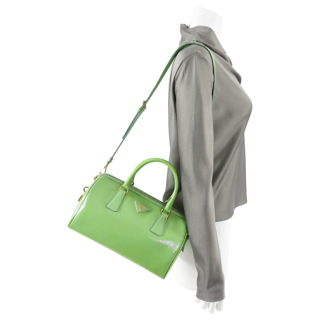 Prada Lime Green Saffiano Vernice Bauletto Small Doctor Bag – I MISS YOU  VINTAGE