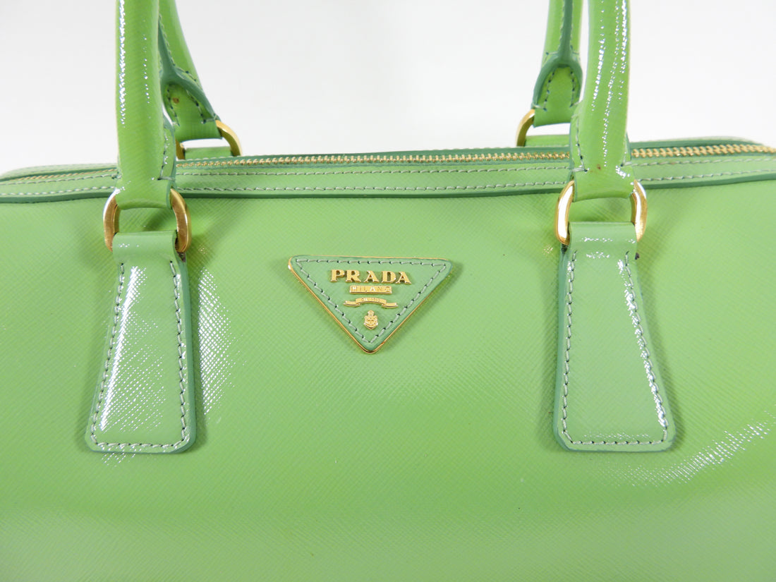 Prada Lime Green Saffiano Vernice Bauletto Small Doctor Bag – I MISS YOU  VINTAGE