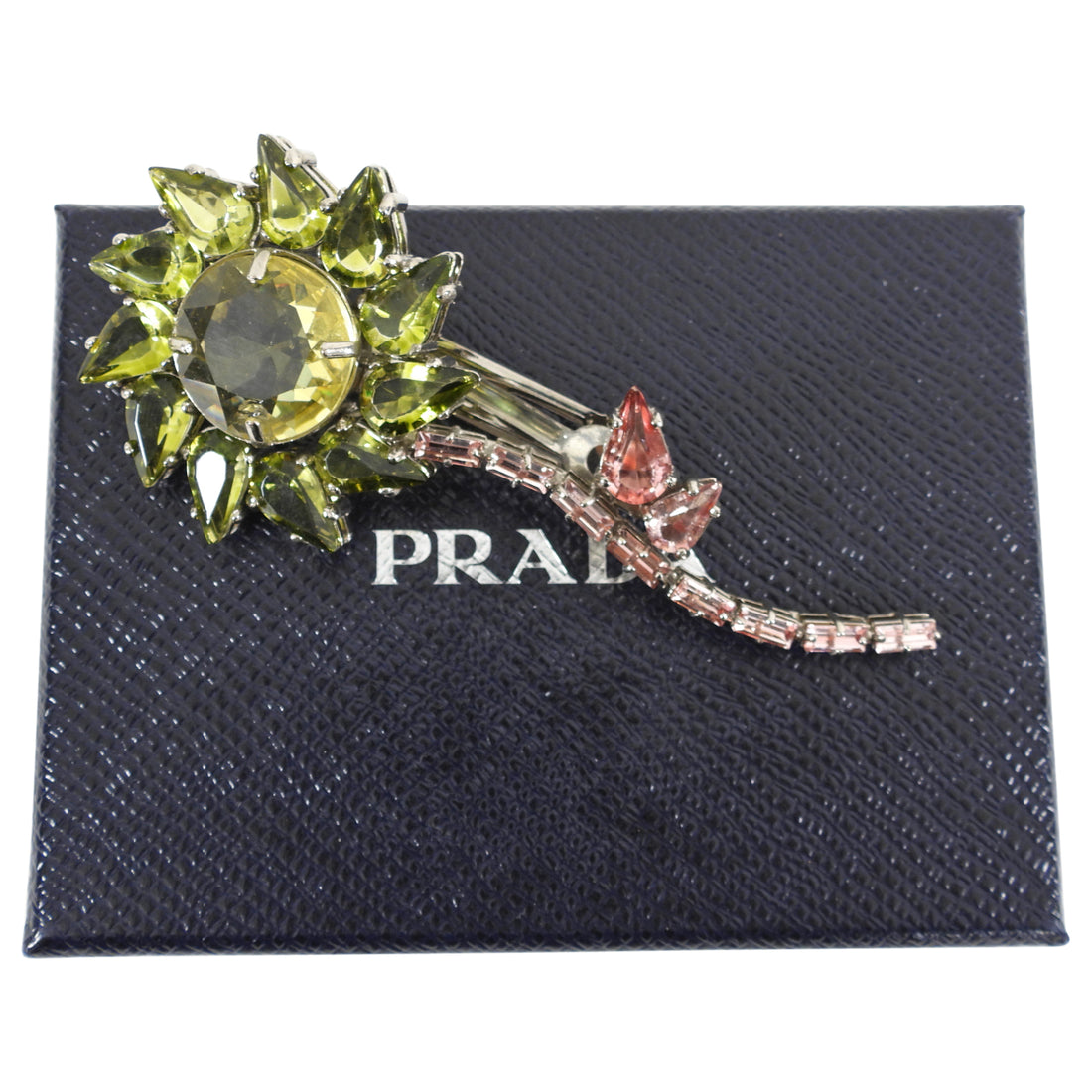 Prada Green and Pink Crystal Flower Hair Clip Pin – I MISS YOU VINTAGE