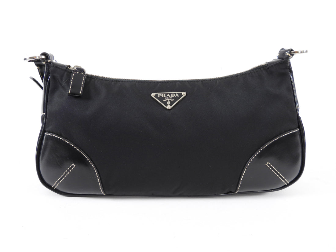Prada Black Tessuto Nylon Small Baguette Shoulder Bag – I MISS YOU VINTAGE