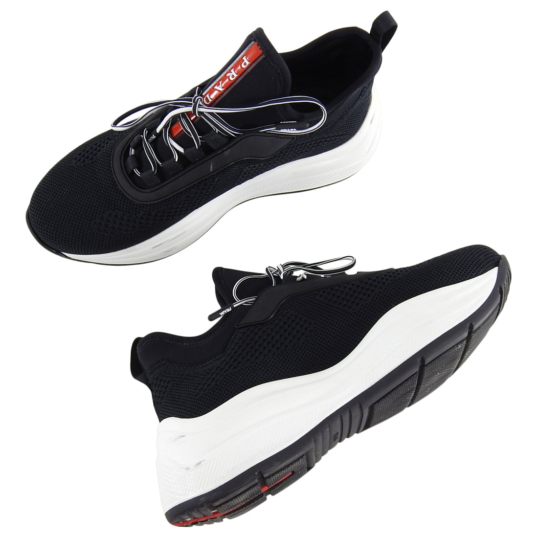 Prada Black Sock Platform Red Stripe Sneakers Running Shoes - 7.5 – I ...