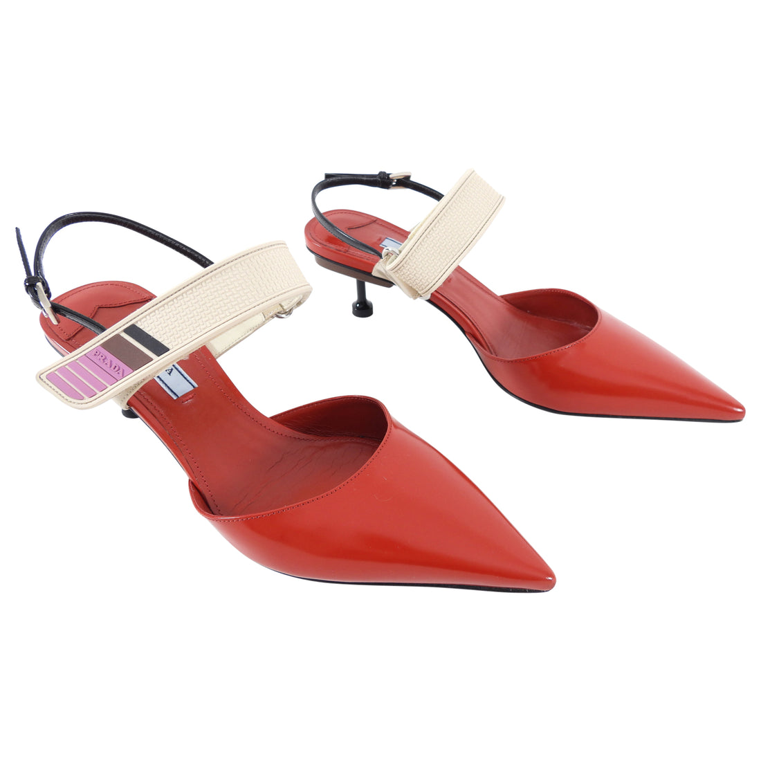 Prada Red Slingback Kitten Heel Pumps - 37 – I MISS YOU VINTAGE