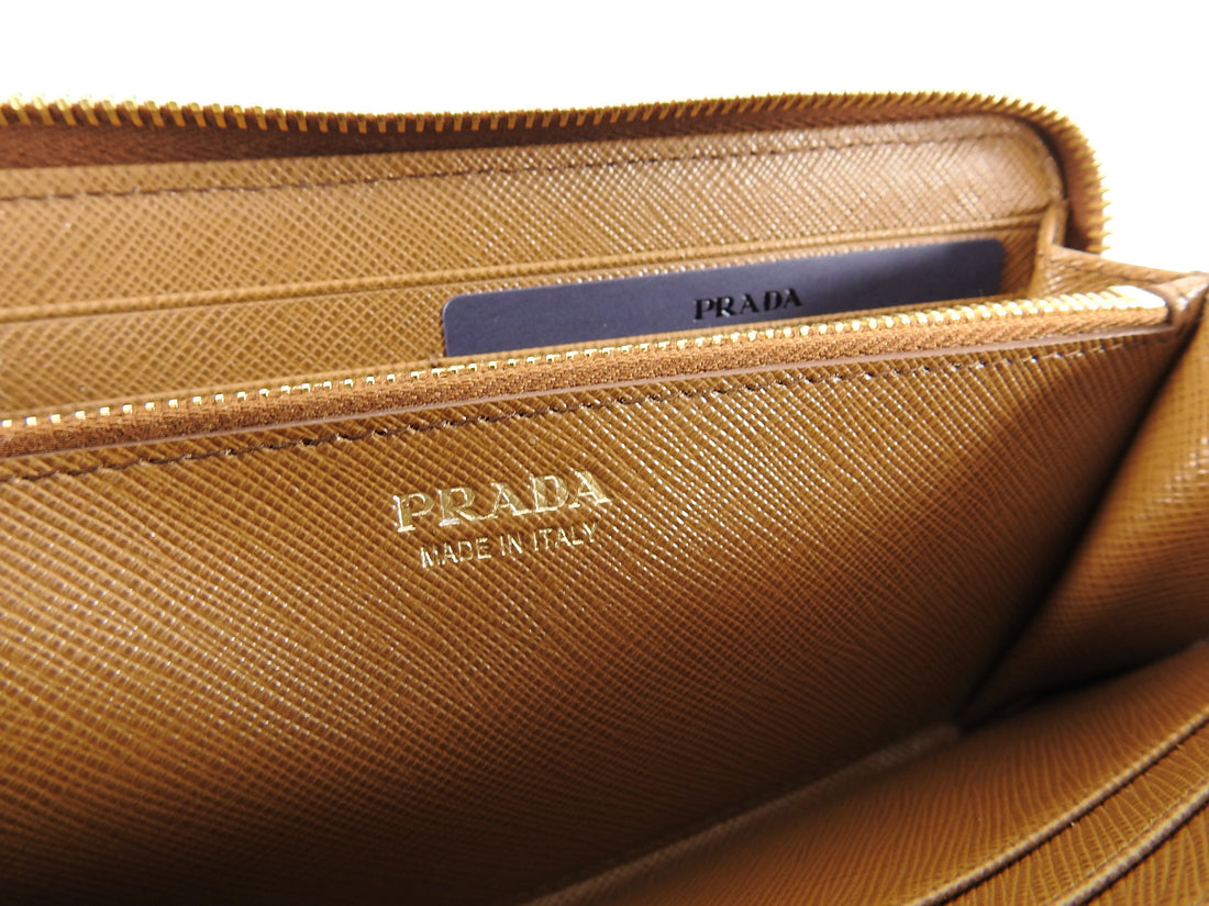 Prada Brown Cannella Zip Saffiano Leather Wallet – I MISS YOU VINTAGE