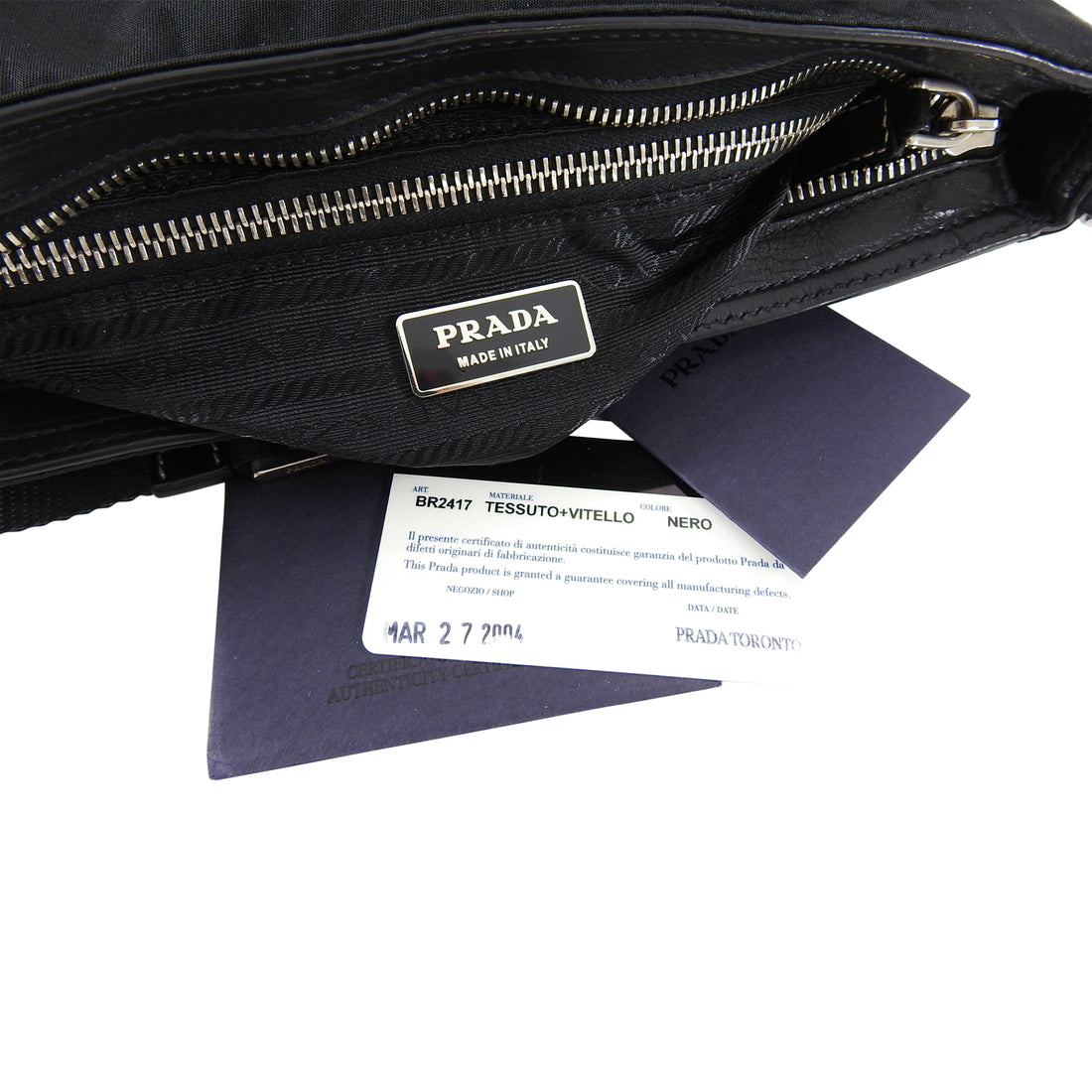 Prada Small Black Nylon and Leather Grommet Bag – I MISS YOU VINTAGE