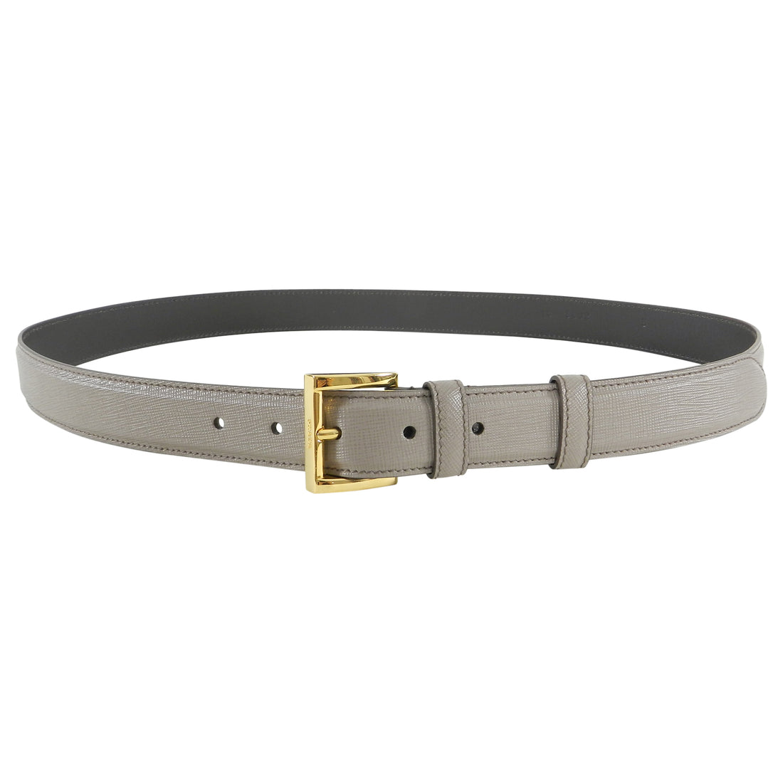 Prada Taupe Saffiano Leather Belt with Gold Buckle – I MISS YOU VINTAGE