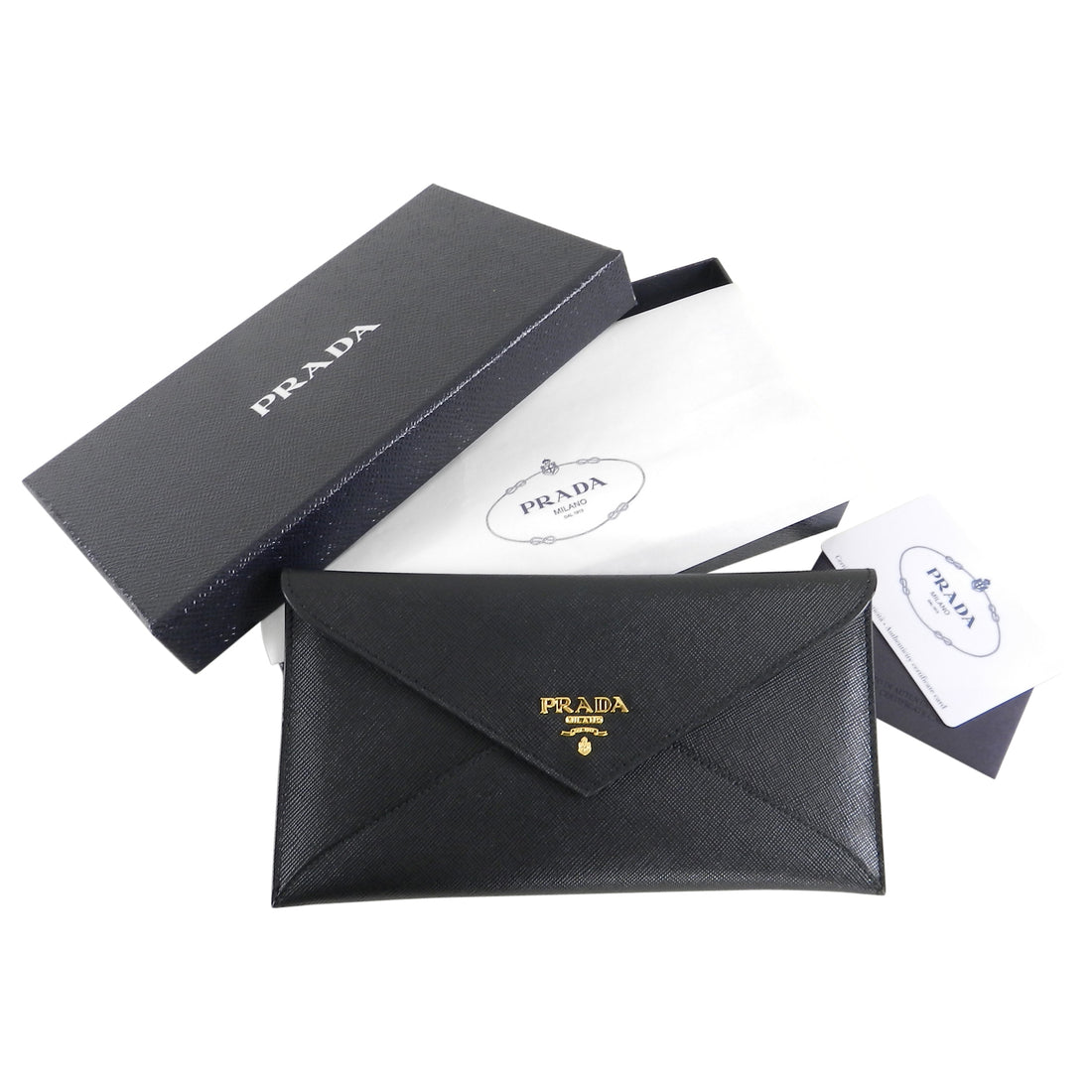 Prada Black Saffiano Leather Envelope Wallet – I MISS YOU VINTAGE