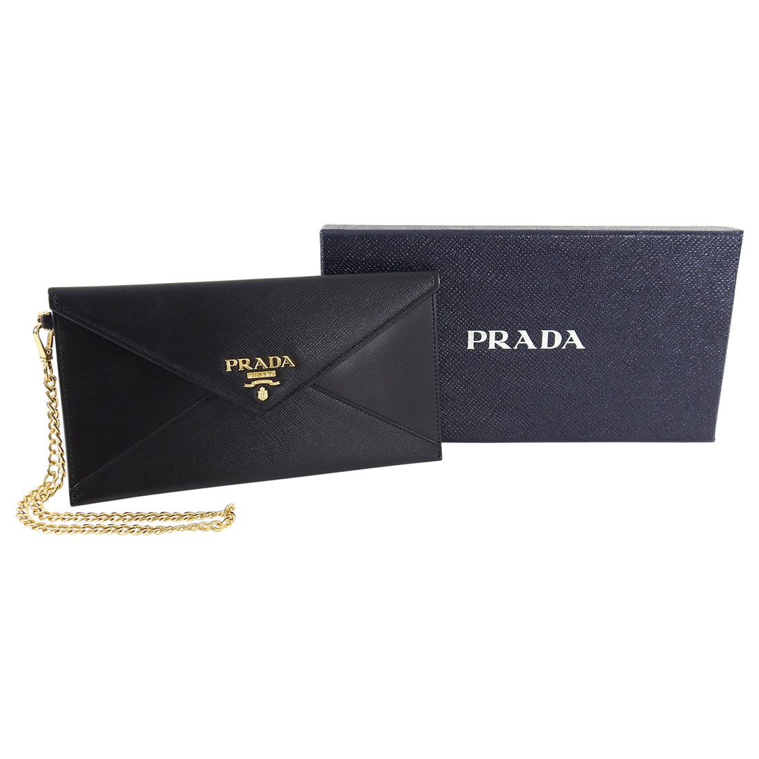 Prada Black Saffiano Envelope Wallet On Chain Wristlet – I MISS YOU VINTAGE