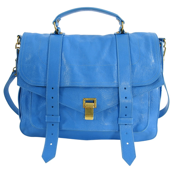 Proenza Schouler PS1 Turquoise Blue Leather Large Messenger Bag – I ...