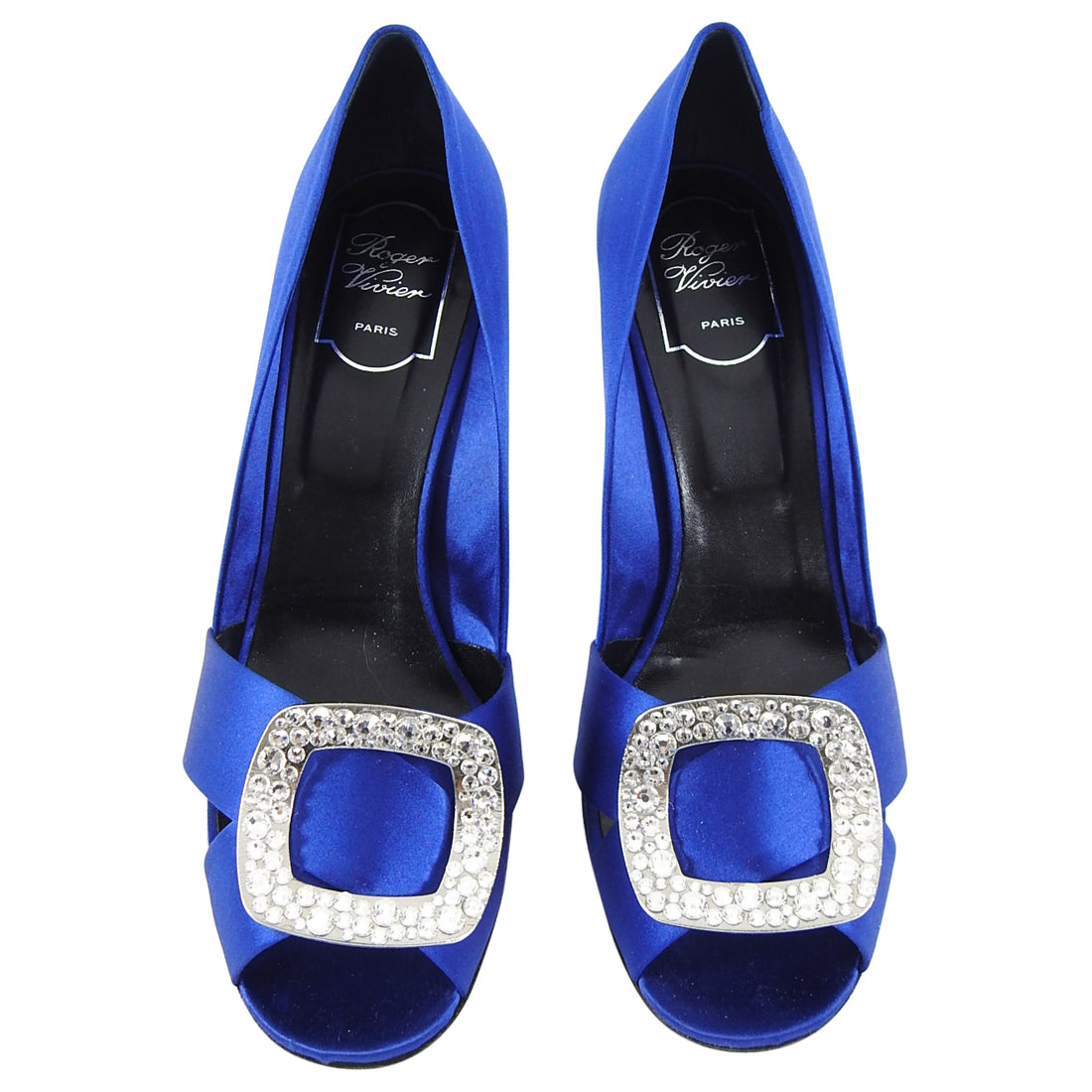 Roger Vivier Cobalt Blue Open Toe Crystal Jewel Pump Heels - 40 – I ...