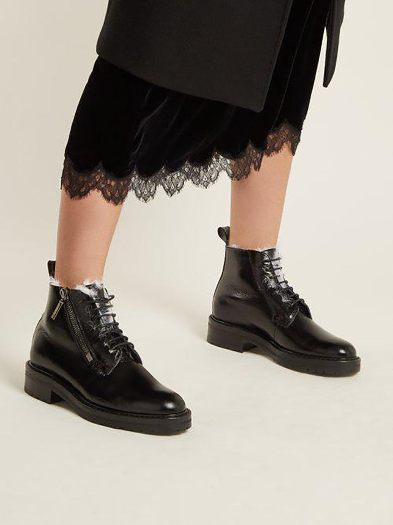 shearling combat boots