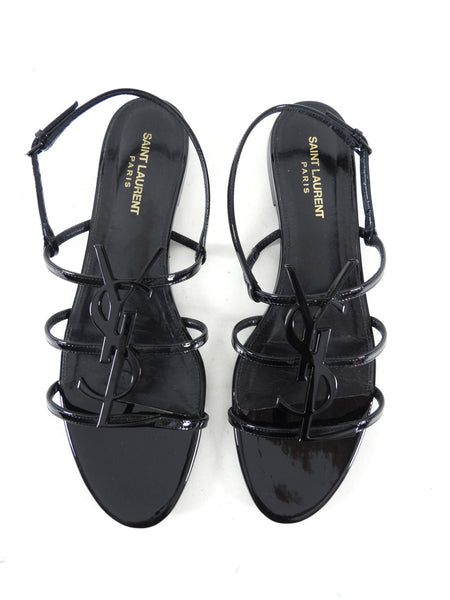 Saint Laurent Black Cassandre Logo Flat Sandals - 41 / 40 – I MISS YOU ...