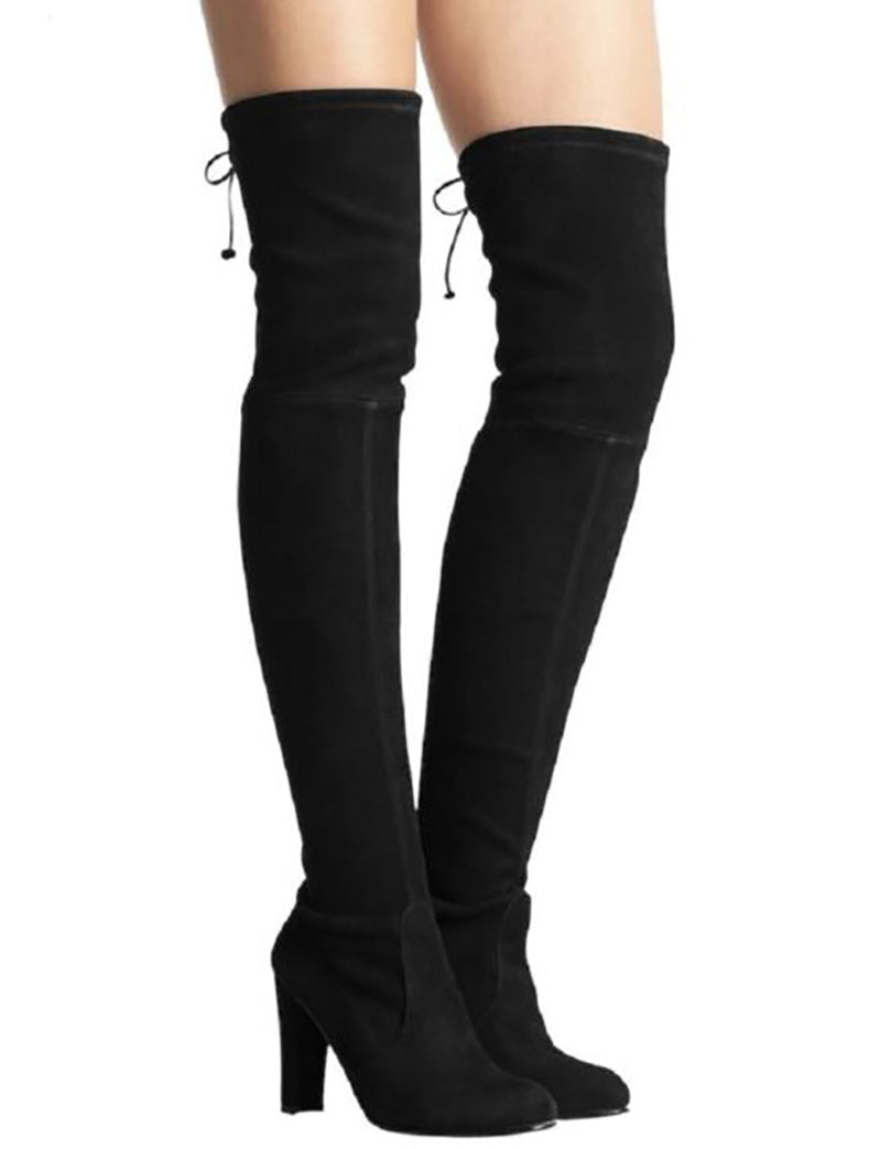 Stuart Weitzman Highline Over the Knee Black Suede Tall Boots - 6.5 – I ...